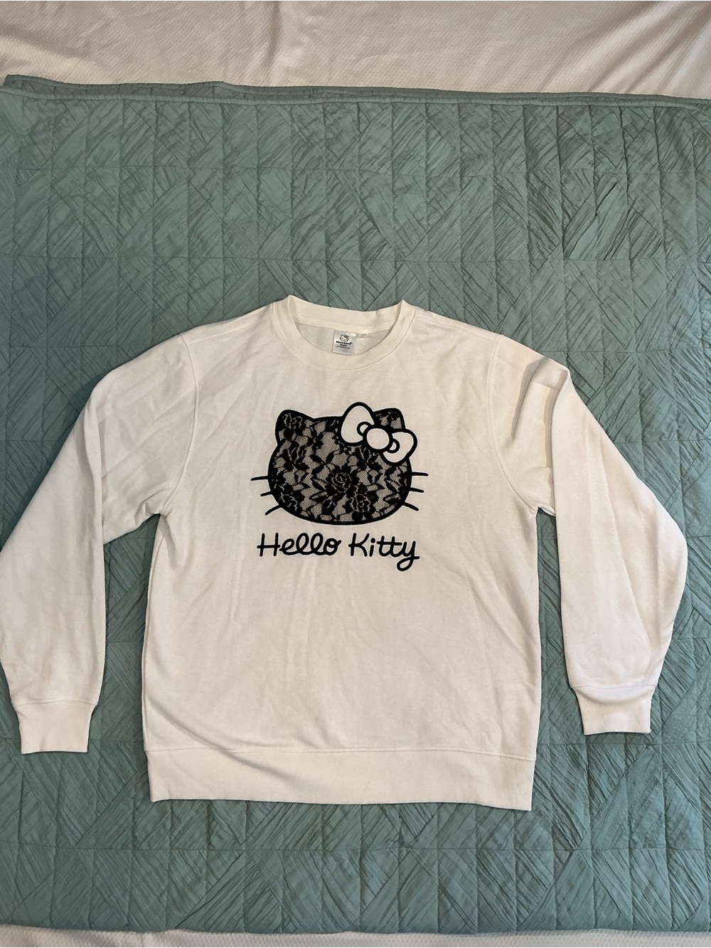 Hello Kitty White Sweatshirt with Black Lace Face Graphic